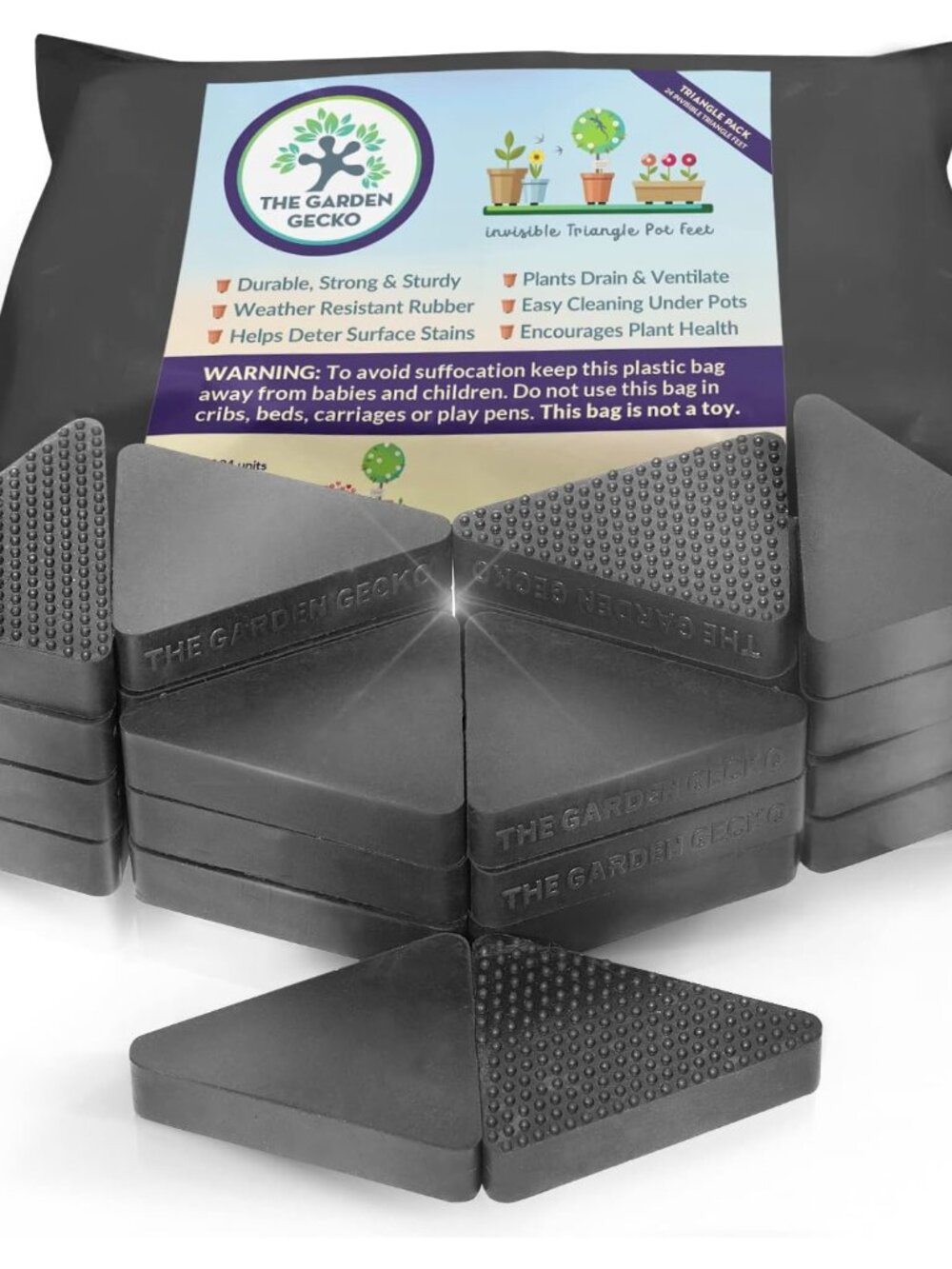 Triangle Plant Pot Feet, Outdoor Pot Feet, 24 Pack